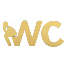Зеркальный декор акриловый самоклеющийся WC золото, 3шт (D) SW-00002525