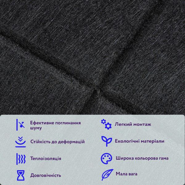 Звукоізоляційна панель 300х300х9мм Чорна SW-00002700