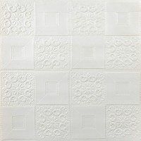 Самоклеющаяся декоративная потолочно-стеновая 3D панель 700x700x3мм Белый (114-3) SW-00000697