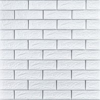 Самоклеющаяся 3D панель кирпич белый полоска серебро 700х770х5мм (100-5) SW-00000753