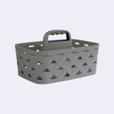 Кошик пластиковий сірий з текстурою шкіри з ручкою Omak Plastik 50888
