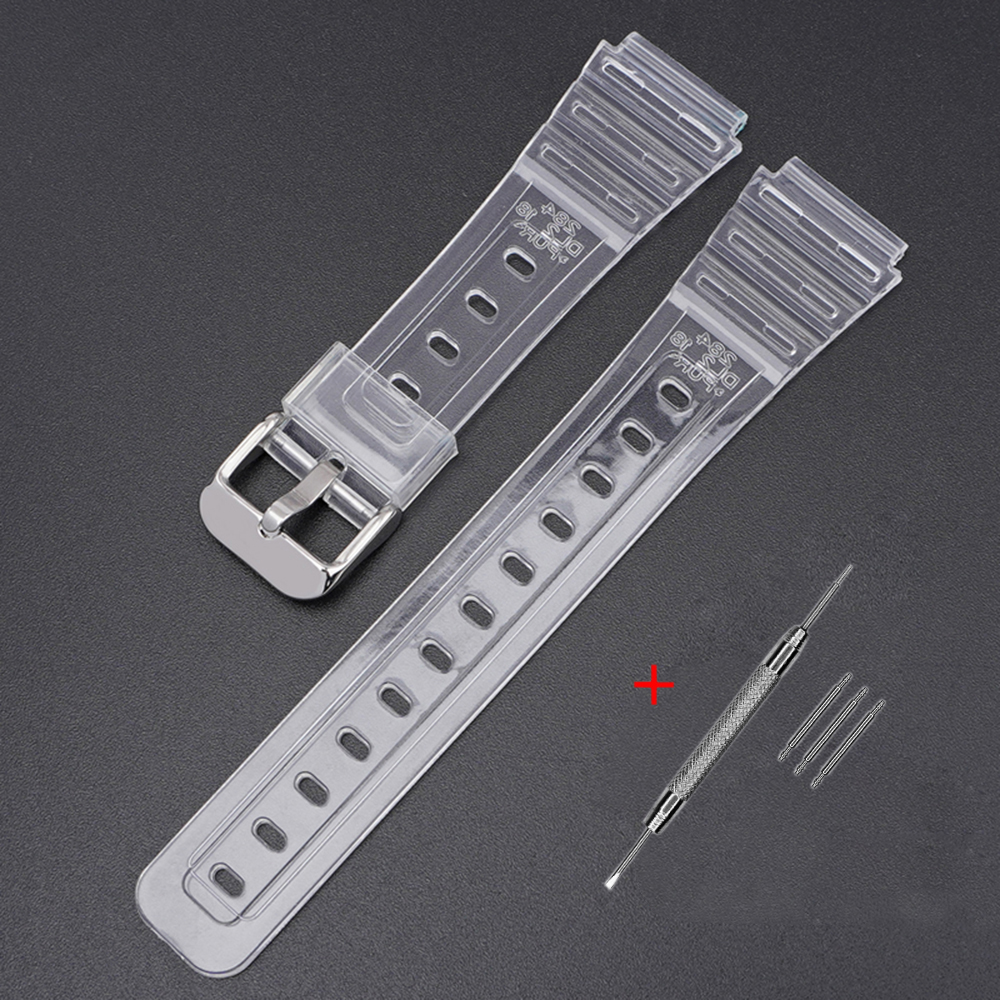 Ремінець для Casio G-Shock F-84/94/105, F-91W, AE1300 Jelly Blue Silver