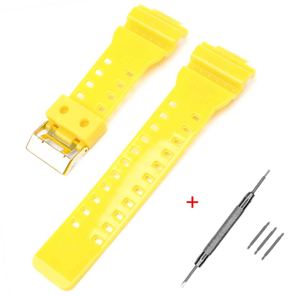 Ремінець для Casio G-Shock GA-100/110/120 Yellow-Glossy BK