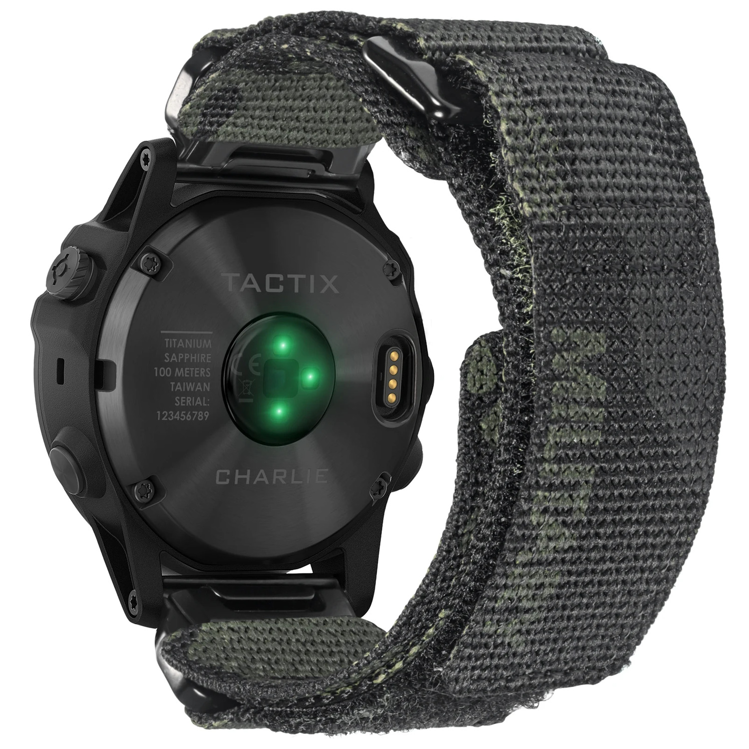 Ремінець для годинника Hemsut HGA131 Military nylon strap with Velcro Garmin Camo Green 26 mm