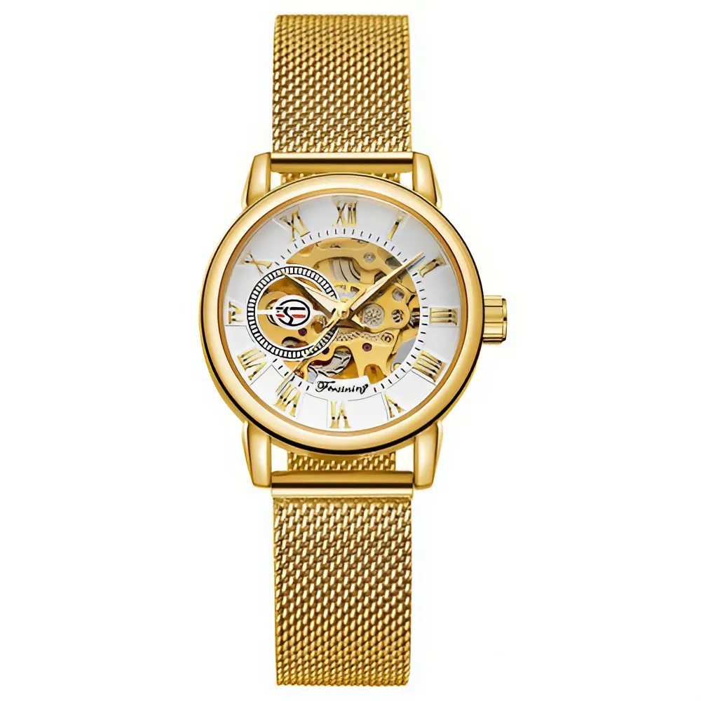 Годинник наручний Forsining 8099 Automatics Gold-White