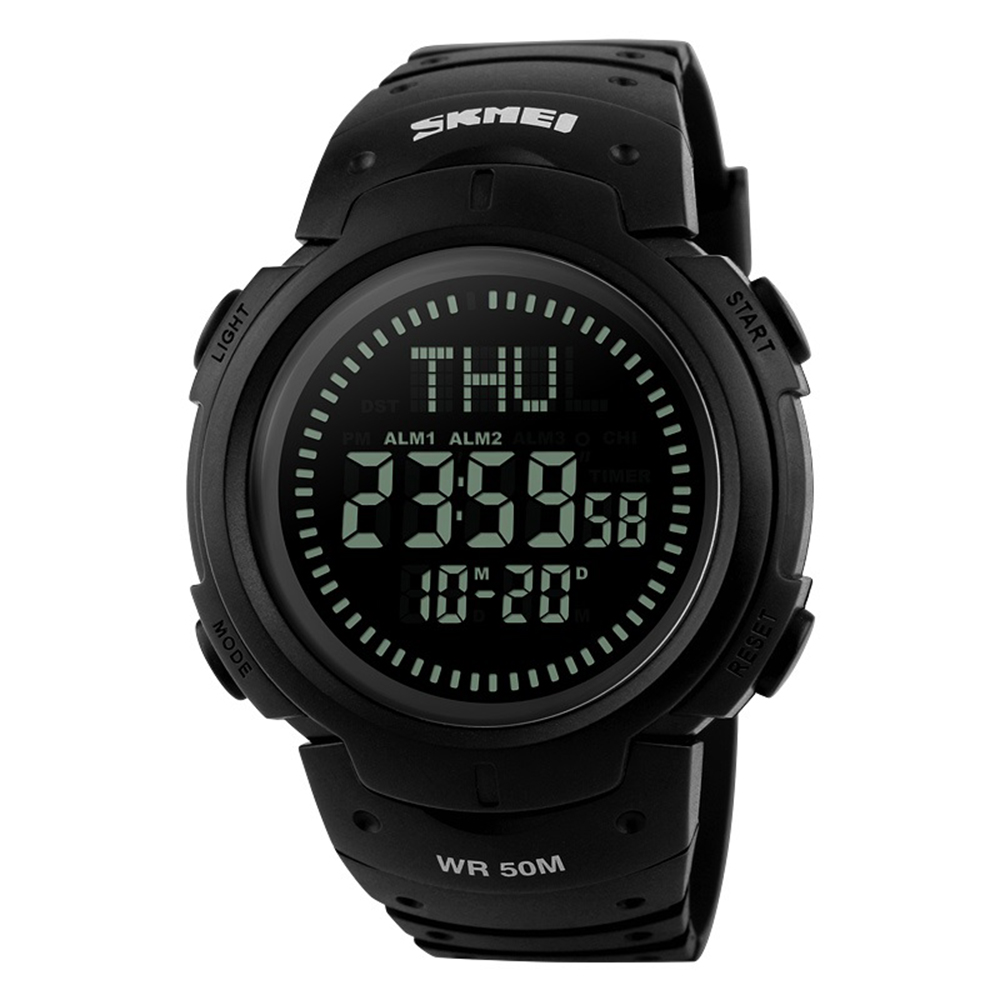 Годинник наручний Skmei 1231BK All Black Smart Watch + Compass