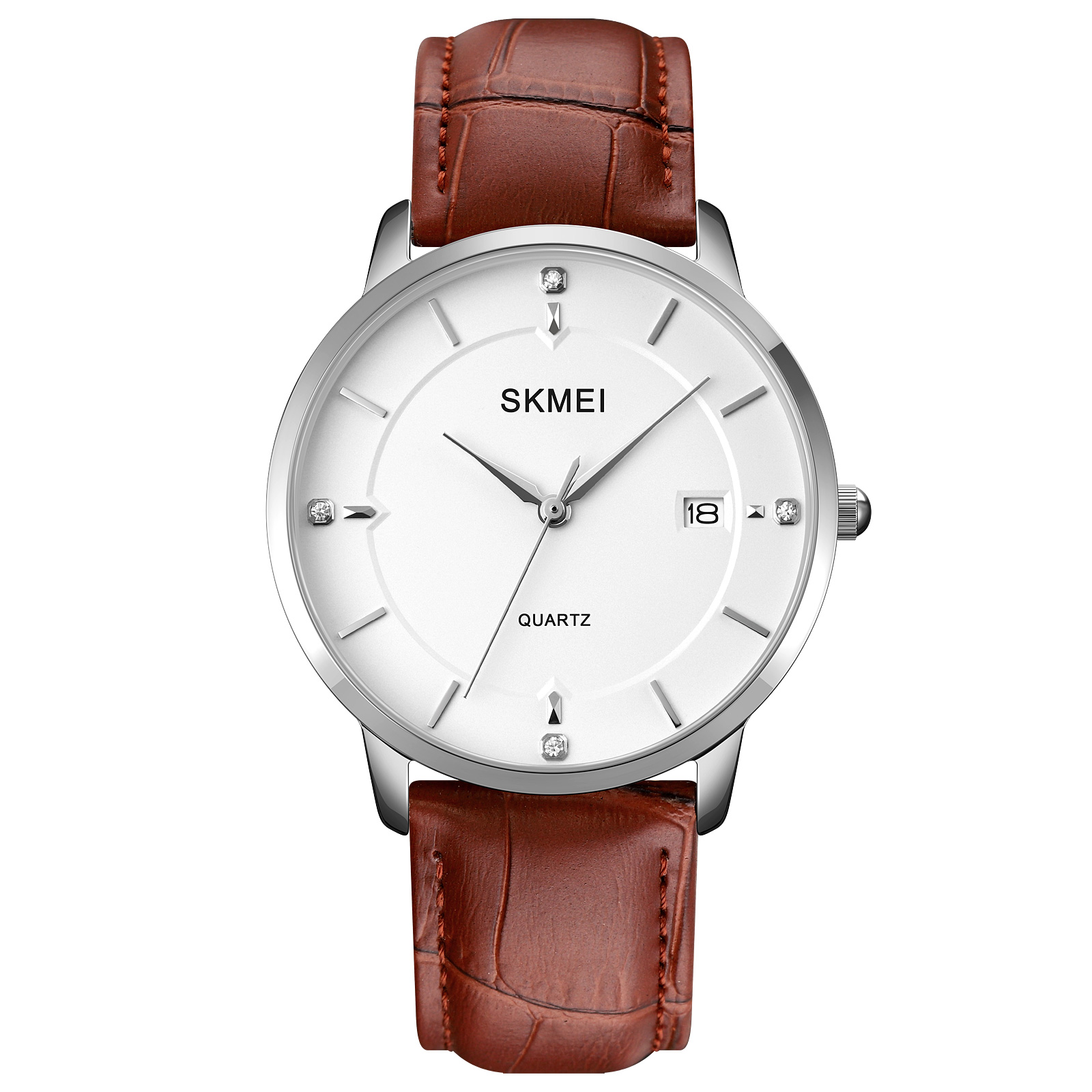 Годинник наручний Skmei 1801LSIBN Silver-White Brown Leather