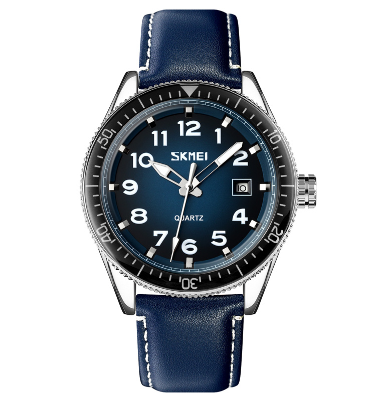 Годинник наручний Skmei 9232LSIBU Silver-Blue-Leather Strap
