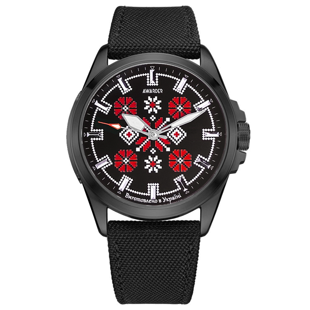 Awarder Embroidery Black-Red Black Battery 10ATM