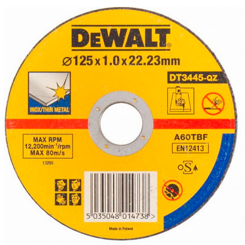 Круг відрізний INOX DeWALT 125x1x22,23 мм