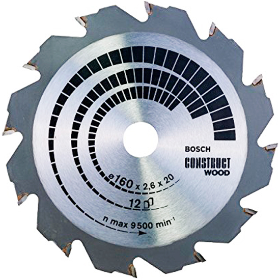 Пильний диск Bosch Construct Wood 160×16/20×2,6, 12 зубців