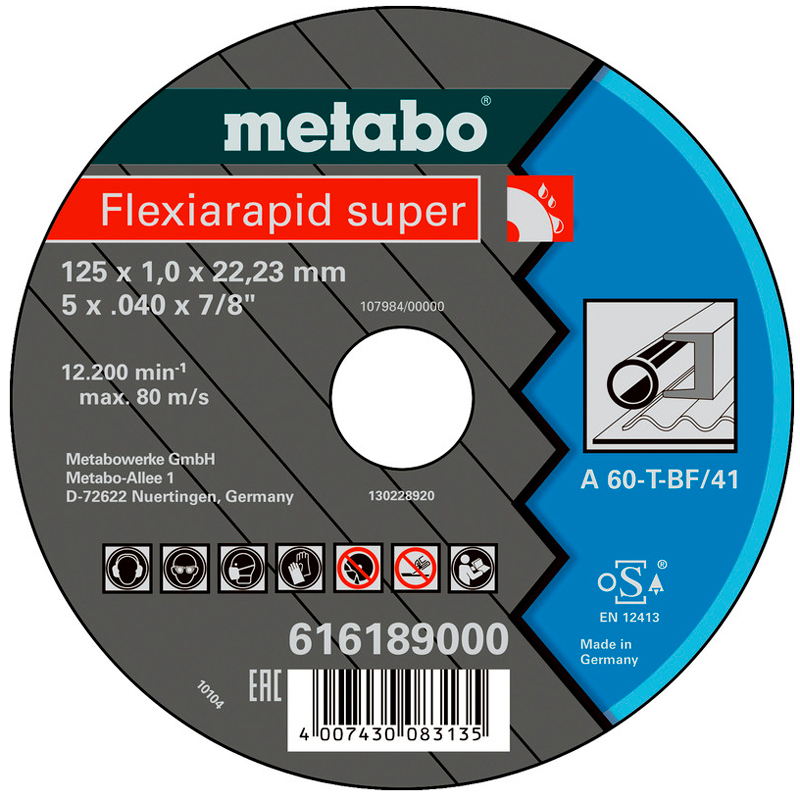 Отрезной круг Metabo Flexiamant Super TF 41, 115x1x22,23 мм, прямой