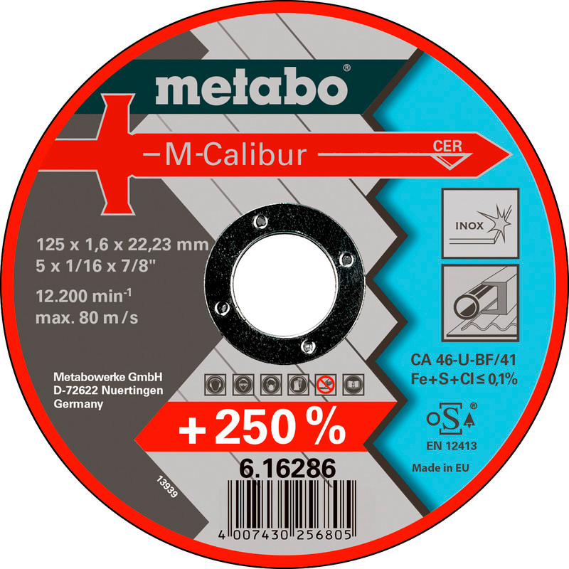 Отрезной круг Metabo M-Calibur Inox TF 41, 125x1,6x22,23 мм