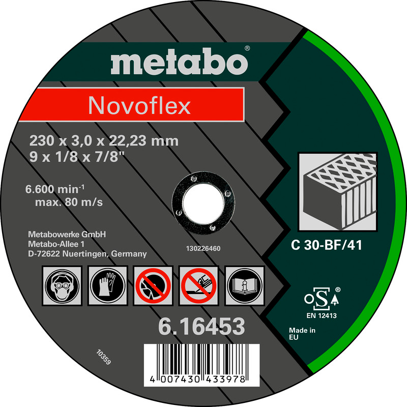 Отрезной круг Metabo Novoflex TF 41, камень, 150x3x22,23 мм, прямой