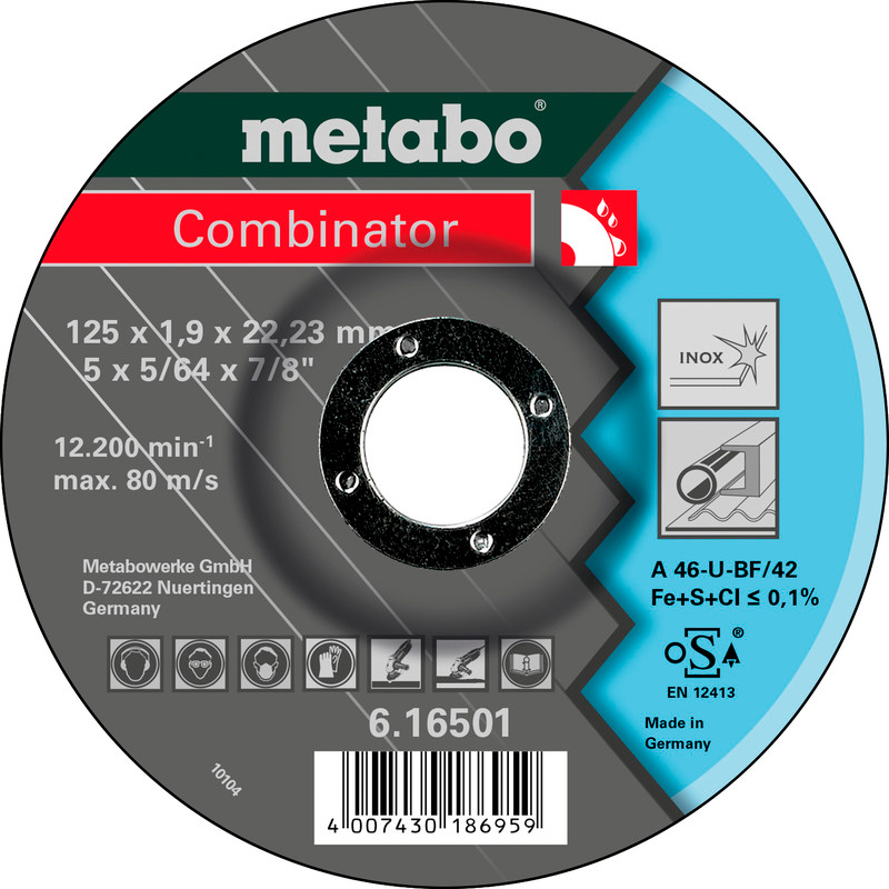 Отрезной круг Metabo Combinator Inox A 46-U, 125x1,9x22,23 мм