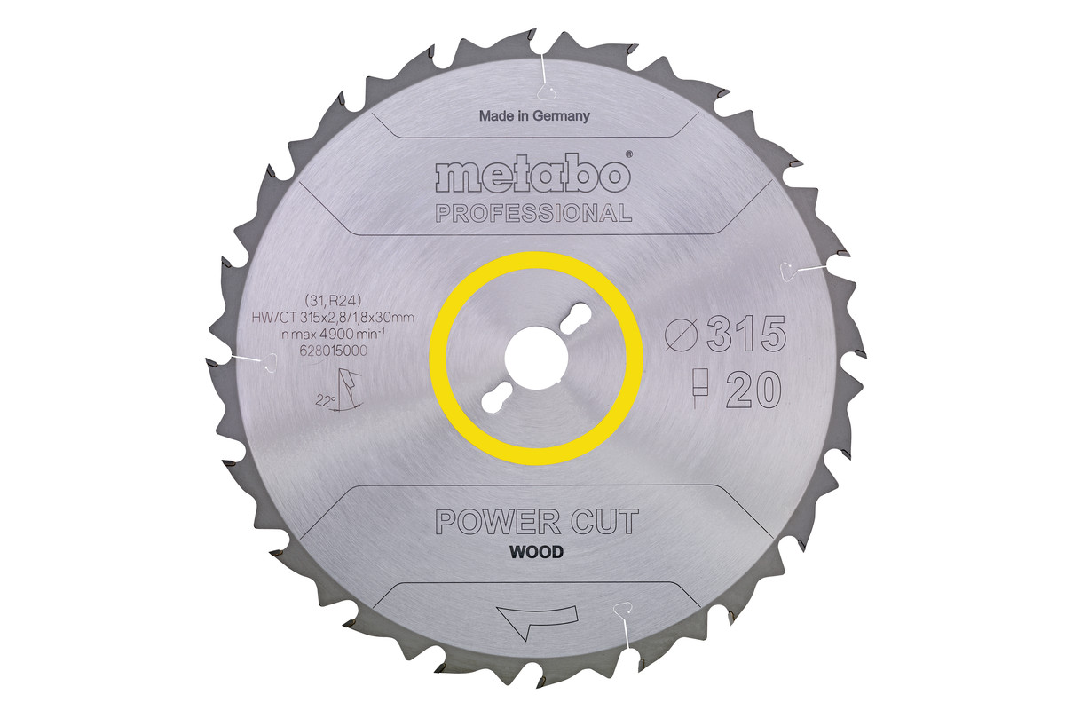 Пиляльний диск Metabo Power Cut Wood Professional 315х30, Z20 FZ 22°