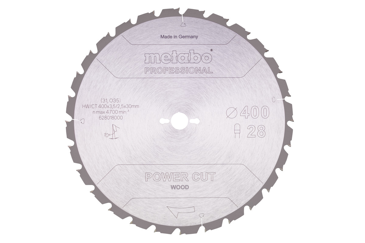Пиляльний диск Metabo Power Cut Wood Professional 400Xх30, Z28 TZ 10°