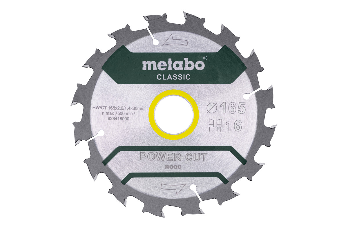 Пильный диск Metabo Power Cut Wood Classic 165х30, Z16 WZ 5°/B