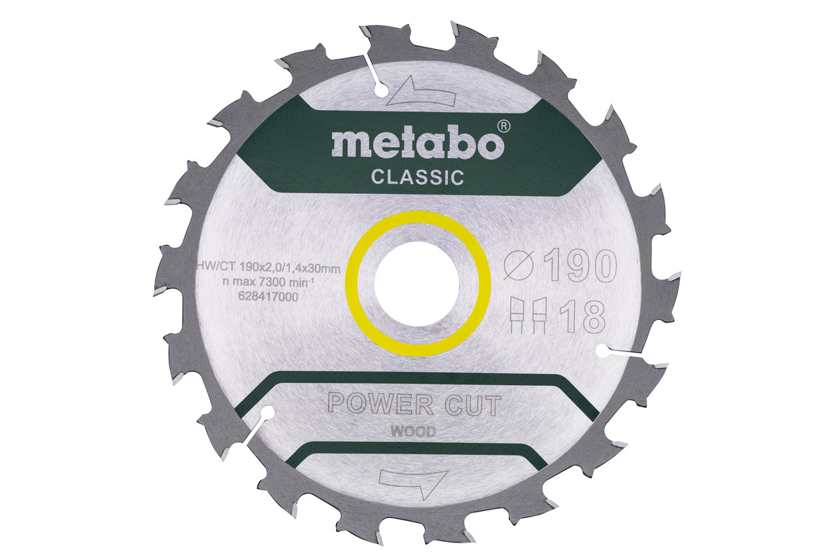 Пильный диск Metabo Power Cut Wood Classic 190х30, Z18 WZ 5°/B