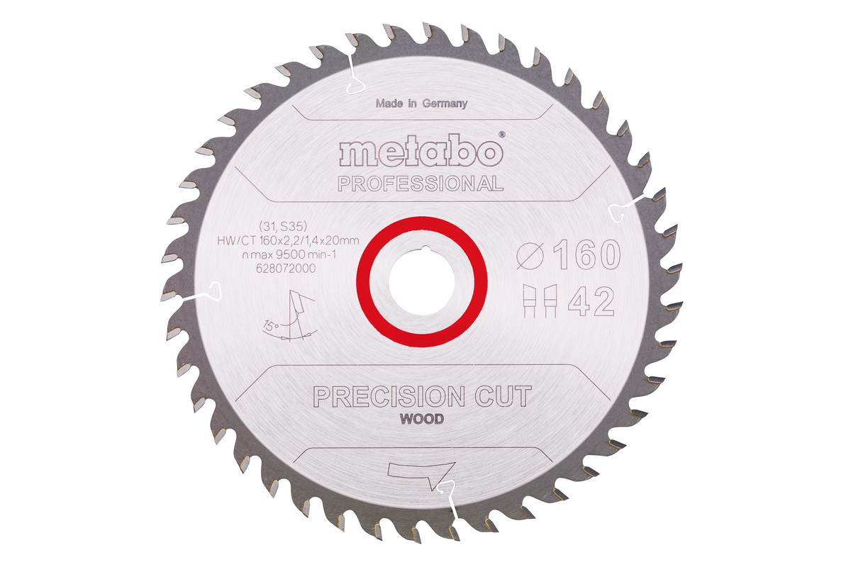 Пиляльний диск Metabo Precision Cut Wood Professional 160х20, Z42 WZ 15°