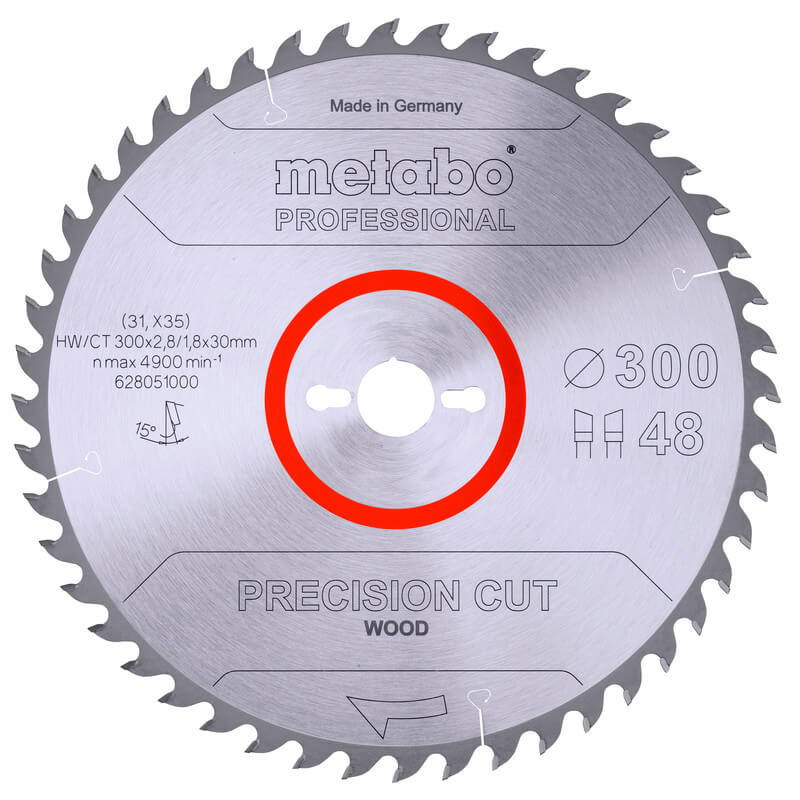 Пиляльний диск Metabo Precision cut wood - professional, 300x30, Z48 WZ 15°