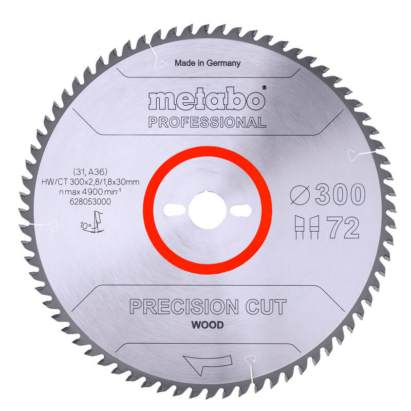 Пиляльний диск Metabo Precision cut wood - professional, 300x30, Z72 WZ 10°