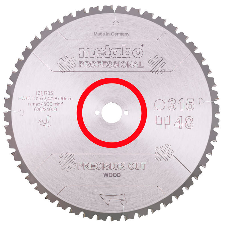 Пиляльний диск Metabo Precision cut wood - professional, 315x30, Z48 WZ 5° neg