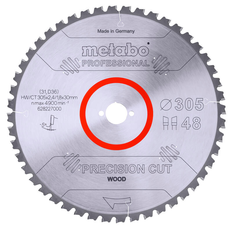 Пиляльний диск Metabo Precision cut wood - professional, 305x30, Z48 WZ 5° neg