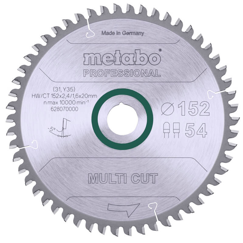 Пильный диск Metabo Multi cut - professional, 152x20, Z54 FZ/TZ 5° neg