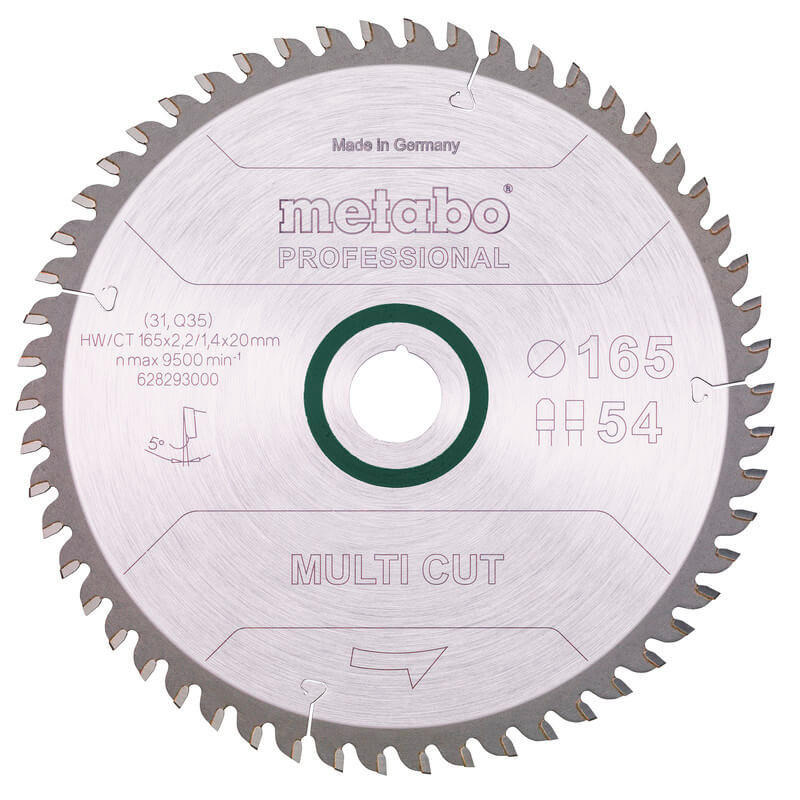 Пильный диск Metabo Multi cut - professional, 165x20 Z54 FZ/TZ 5°