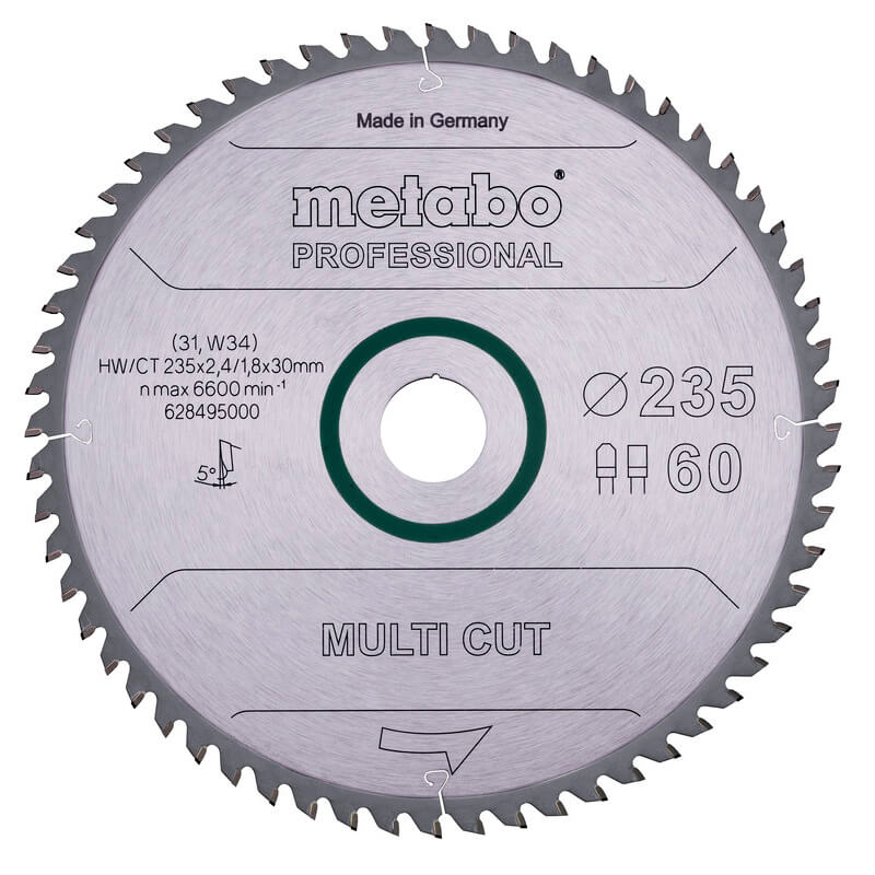 Пильный диск Metabo Multi cut - professional, 235x30, Z60 FZ/TZ 5°