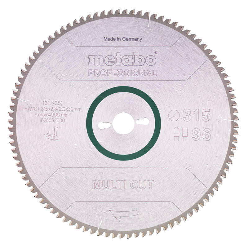 Пиляльний диск Metabo Multi cut - professional, 315x30, Z96 FZ/TZ, 5°neg