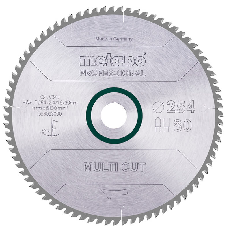 Пильный диск Metabo Multi cut - professional, 254x30, Z80 FZ/TZ, 5°