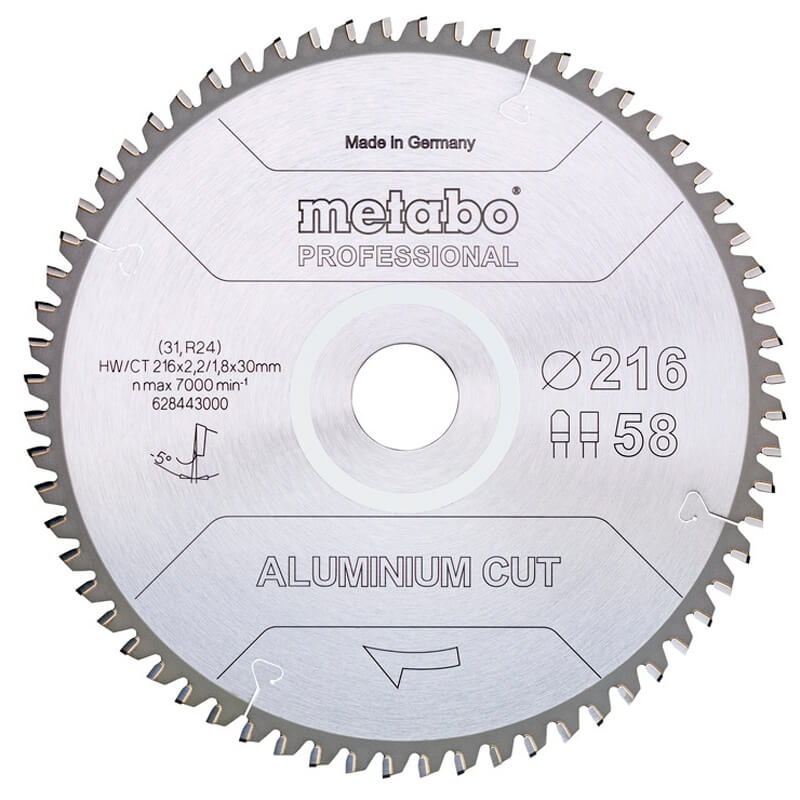 Пиляльний диск Metabo Aluminium cut - professional, 216x30 Z58 FZ/TZ 5°neg