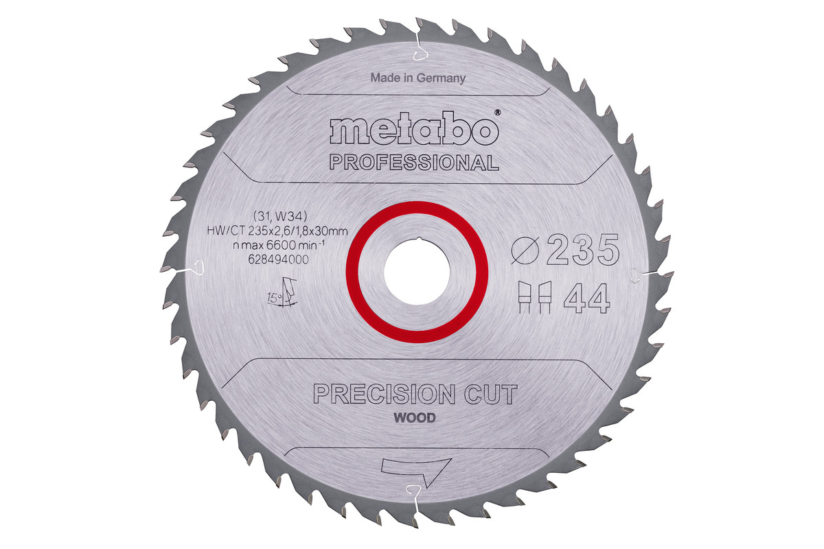 Пильный диск Metabo Precision Cut Wood Professional 235х30, Z44 WZ 15°