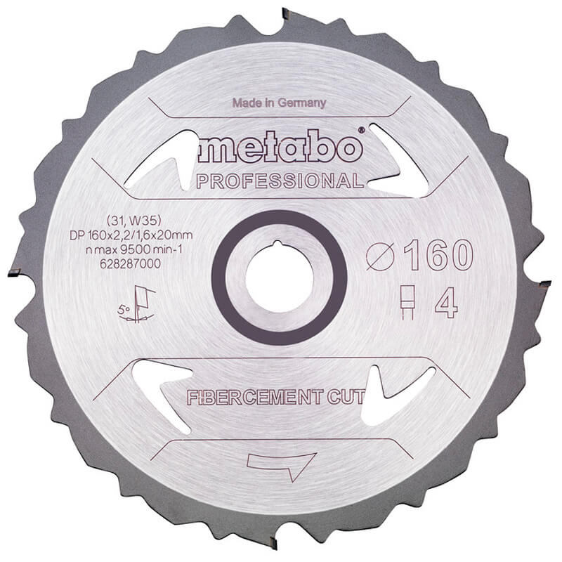 Пиляльний диск Metabo Fibercement cut — professional, 160x20 Z4 PCD FZ 5°