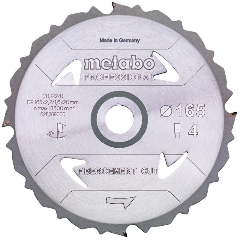 Пиляльний диск Metabo Fibercement cut — professional, 165x20 Z4 PCD FZ 5°