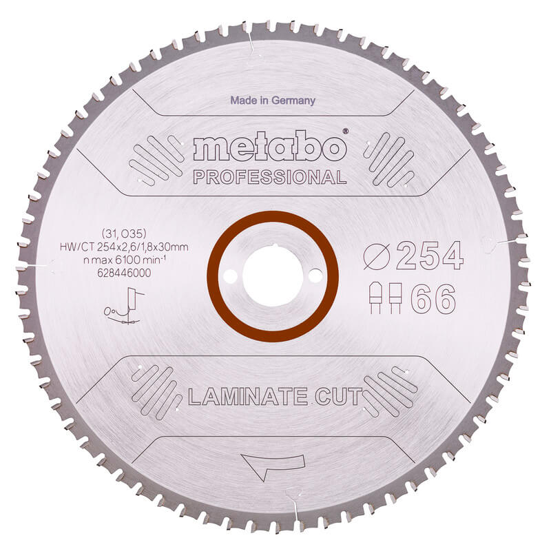 Пильный диск Metabo Laminate cut - professional, 254x30 Z66 FZ/TZ 0°
