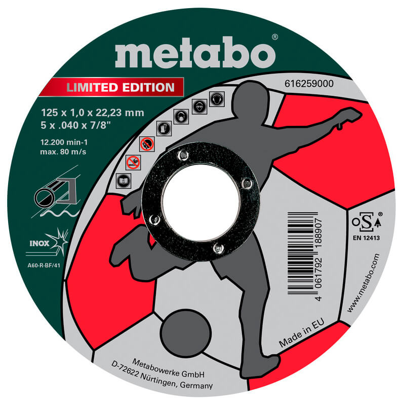 Отрезной диск Metabo Limited Edition Soccer 125x1x22,23 мм, Inox, TF 41
