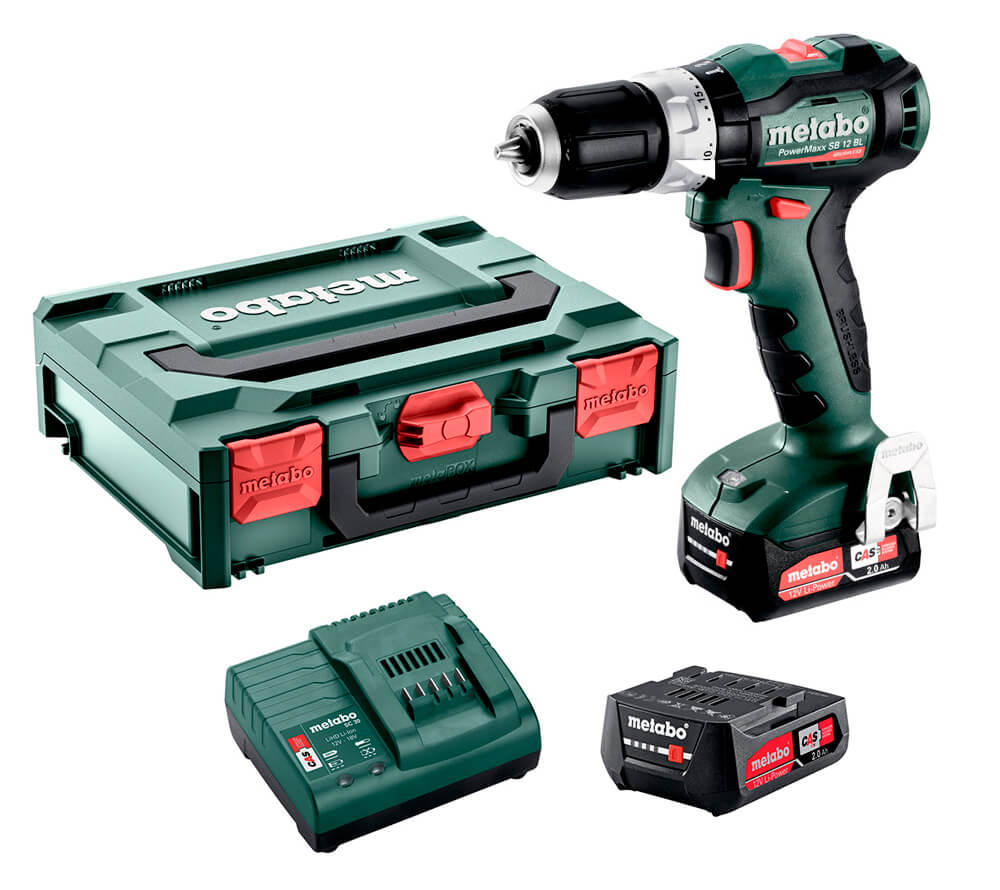 Аккумуляторная ударная дрель-шуруповерт Metabo PowerMaxx SB 12 BL с 2 акб, з/у SC 30 в metaBOX 118