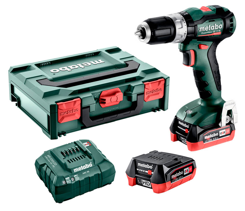 Аккумуляторная ударная дрель-шуруповерт Metabo PowerMaxx SB 12 BL с 2 акб LiHD 4 Ah, з/у ASC 55 в metaBOX 118