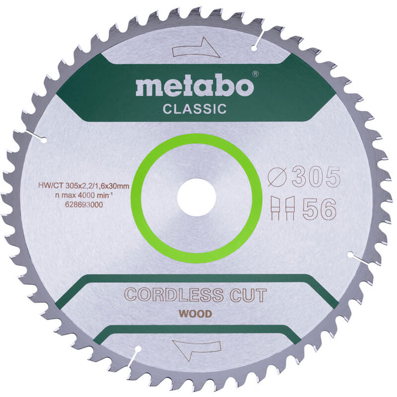 Пильный диск Metabo Cordless cut wood - classic, 305x30 Z56 WZ 5°