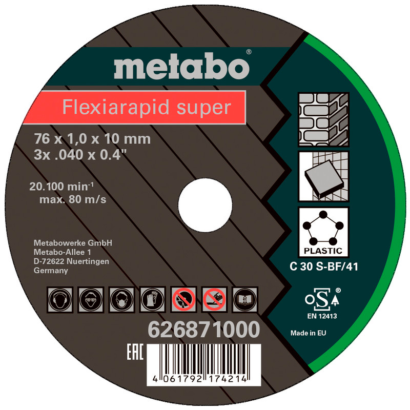 Відрізний круг універсальний Metabo Flexiarapid Super 76x1,0x10,0 мм Universal, 5 шт