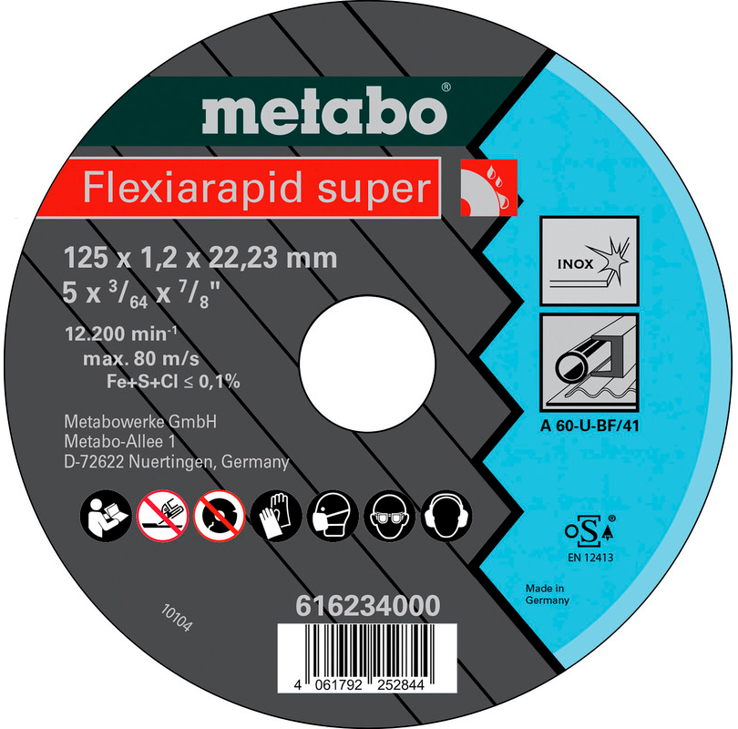 Отрезной круг по нержавейке Metabo Flexiarapid super 125x1,2x22,23 мм Inox, TF 41