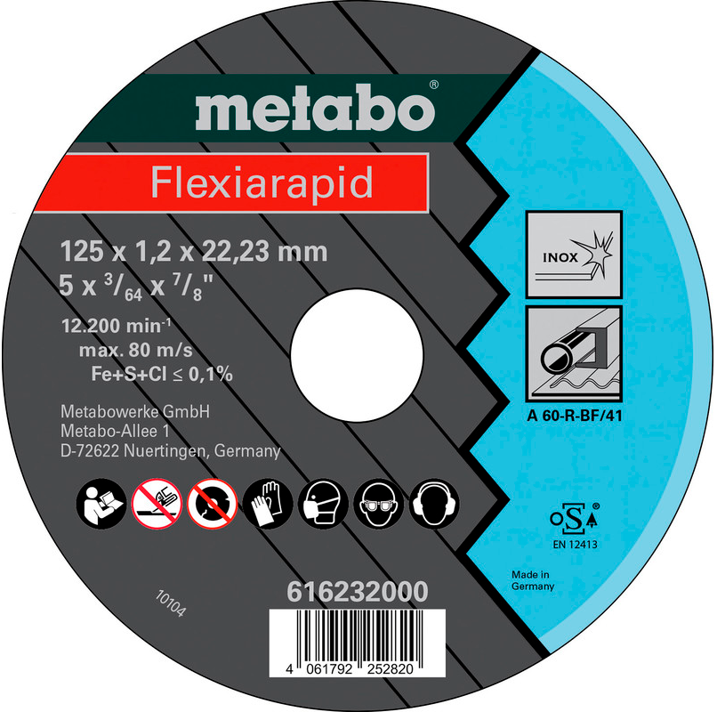 Відрізний круг по нержавійці Metabo Flexiarapid 125x1,2x22,23 мм Inox, TF 41