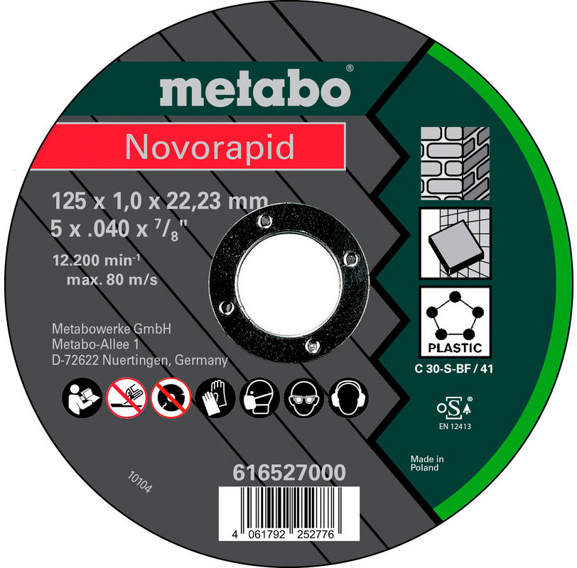 Відрізний круг універсальний Metabo Novorapid 125x1,0x22,2 мм, TF41