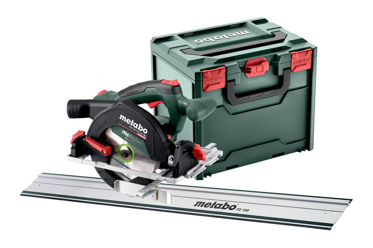 Акумуляторна дискова пила Metabo KS 18 LTX 57 BL без акб, з напрямною шиною FS 160, в кейсі Metabox