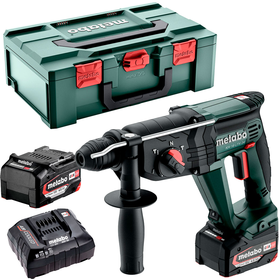 Аккумуляторный перфоратор Metabo KH 18 LTX 24, 2 акб Li-Power 18V 4 Ah, з/у ASC 55 Air Cooled в MetaBOX 165 L