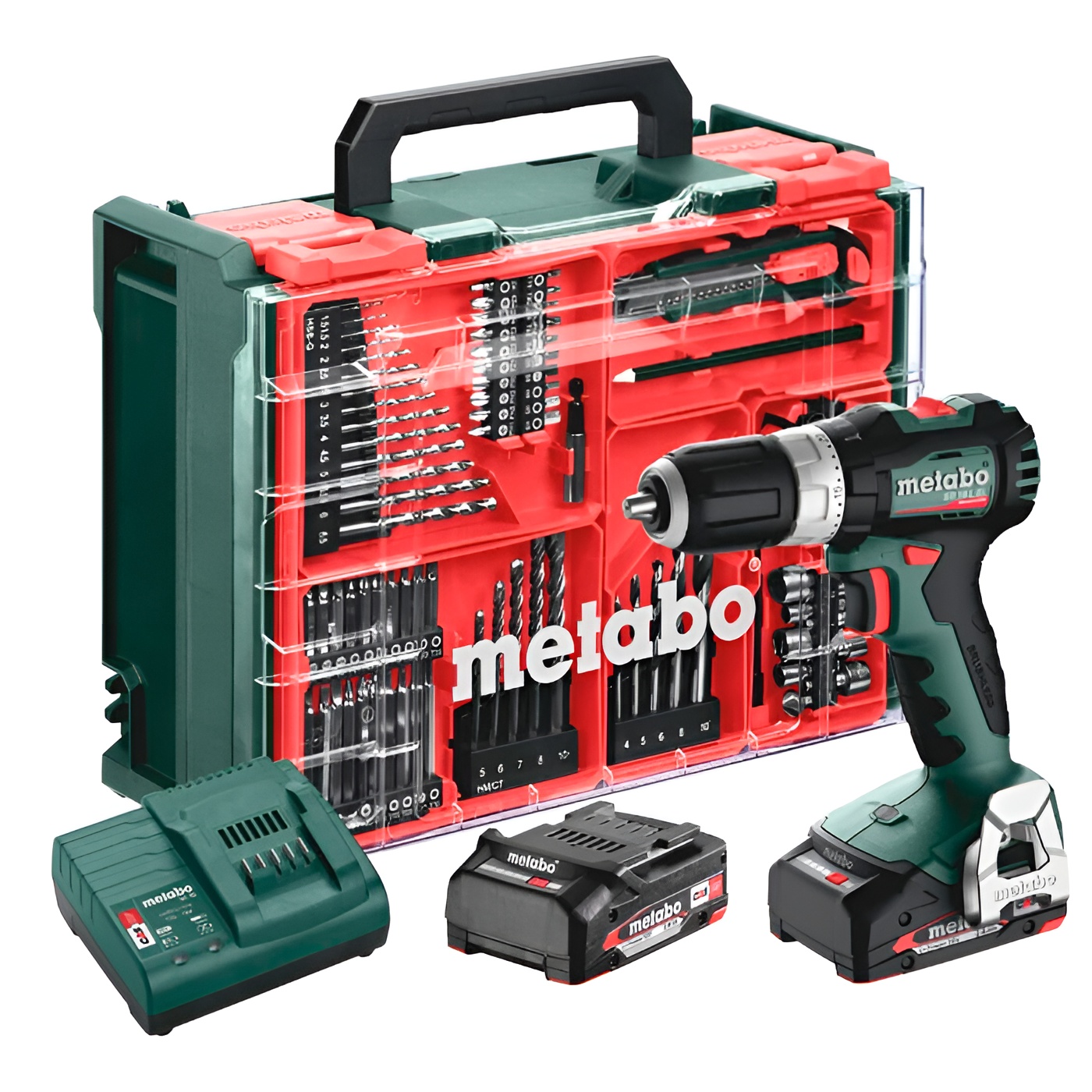 Акумуляторний ударний дриль Metabo SB 18 L BL, 2 акб Li-Power 18 V 2 Ah та з/п SC 30, комплект 78 шт