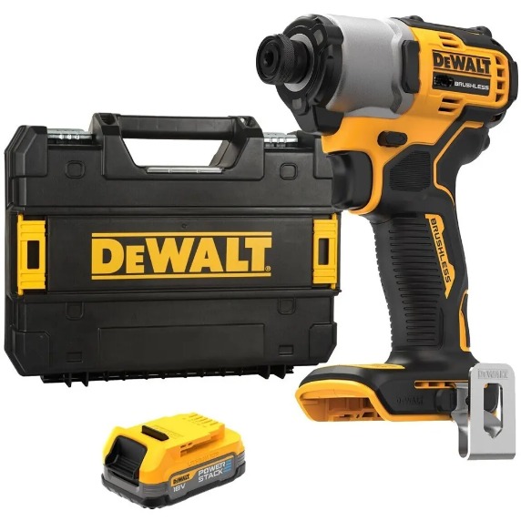 Шурупокрут ударний акумуляторний DeWALT DCF840E1T, акб 18V XR Li-lon PowerStack 1.7 Аh, кейс TSTAK, без з/п